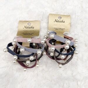 new set of 2 pearl embellished hair ties set